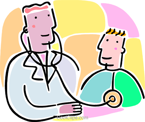 Doctor Listening To Heart Beat Royalty Free Vector - Clipart Médico E Paciente (480x403)