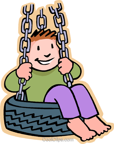 Swing Clipart Vector - Kids On Tire Swing Clipart (383x480)