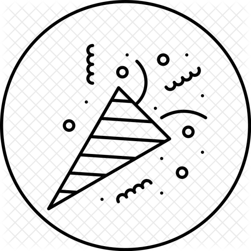 Party Icon - Black And White Party Popper (512x512)