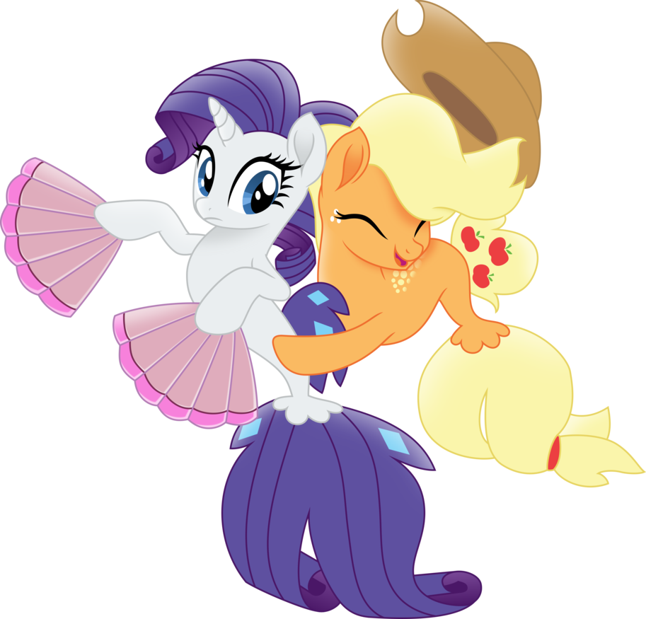 Rarity And Applejack As Seaponies, In Mlp The Movie - Mlp Applejack The Movie (913x875)