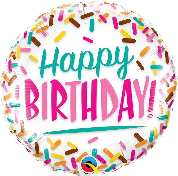 Birthday Sprinkles 18" Foil Balloon - Happy Birthday 18 (600x600)