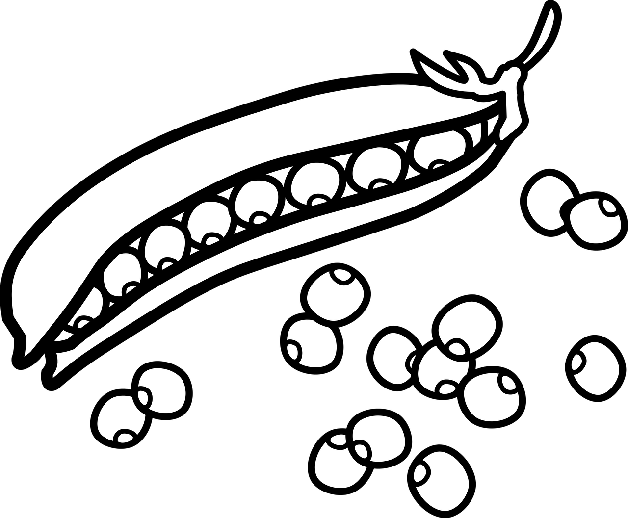 Sweet Pea Clip Art - Peas Black And White (2234x1844)