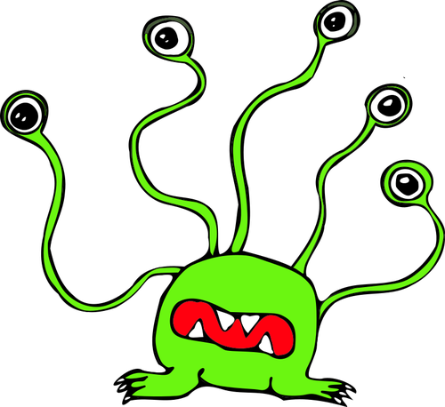 Big Eyed Monster Public Domain Vectors - Monster With 5 Eyes (500x458)