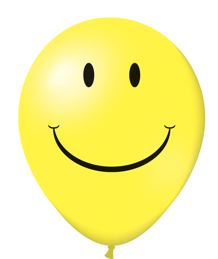 V-t™ 17” Latex Balloons “smiley” - Yellow Balloon Happy Face Png (1024x1024)