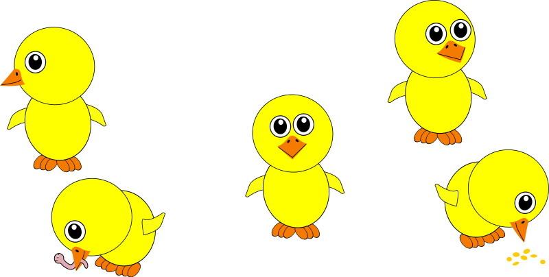 Free Vector Funny Chicks Eating And In Multiple Positions - Chicks Images In Cartoon (958x484)