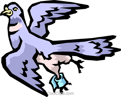 Messenger Pigeon Royalty Free Vector Clip Art Illustration - الحمام الزاجل يحمل رسالة (480x385)