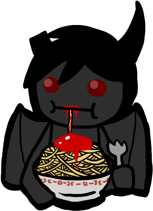 He Likes To Eat It With Some Blood Ketchup - Cartoon (534x713)