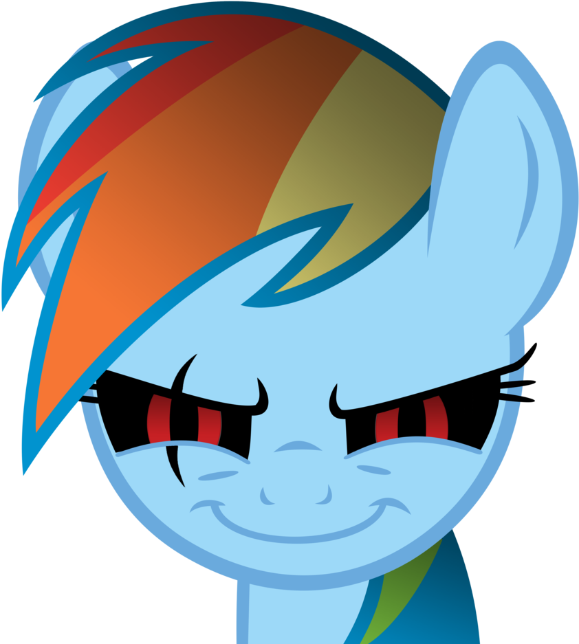Rainbow Dash Rarity Twilight Sparkle Pinkie Pie Applejack - Rainbow Dash Evil Smile (846x945)