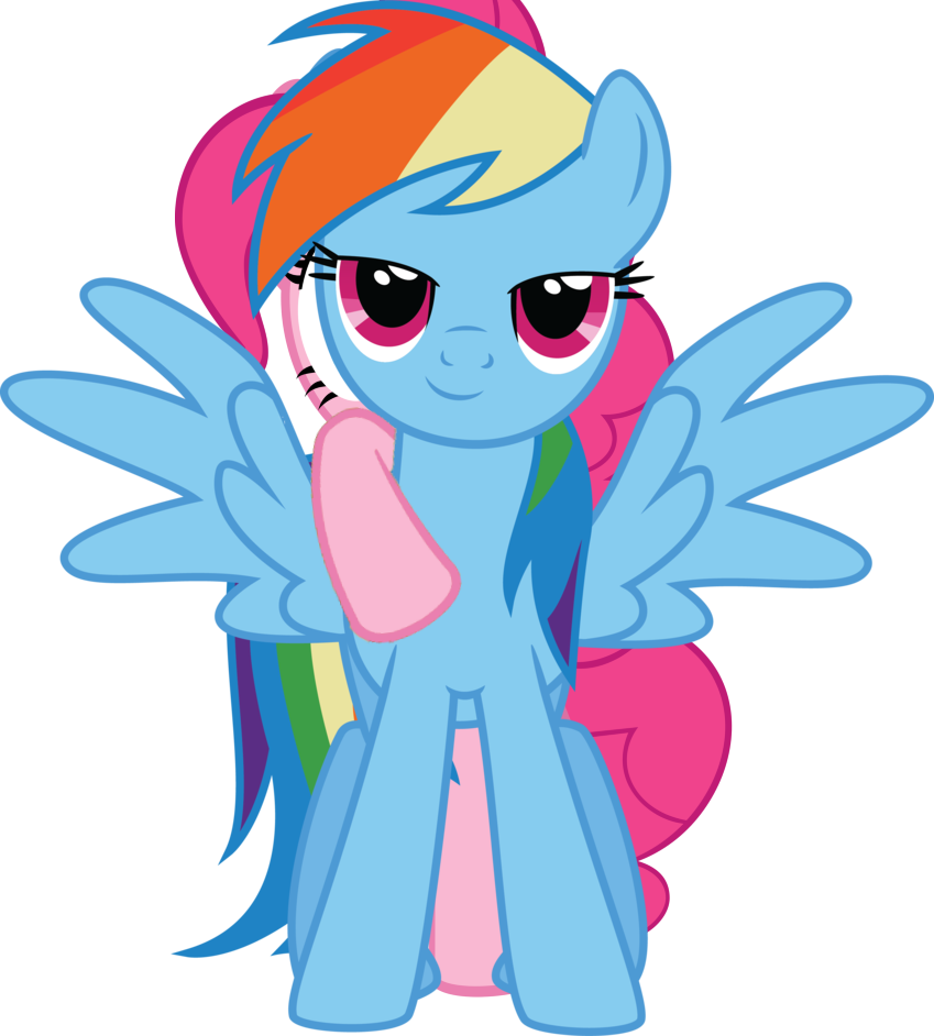 Bedroom Eyes, Hoof Around Neck, Pinkie Pie, Rainbow - Rainbow Dash Open Wings (849x942)