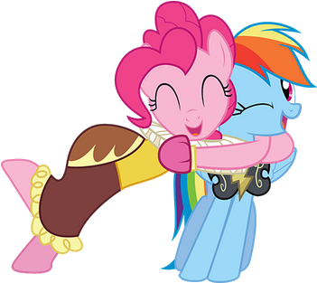 Rainbow Dash And Pinkie Pie Png By Pinguinuela On Deviantart - Pinkie Pie Hugs Rainbow Dash (374x342)