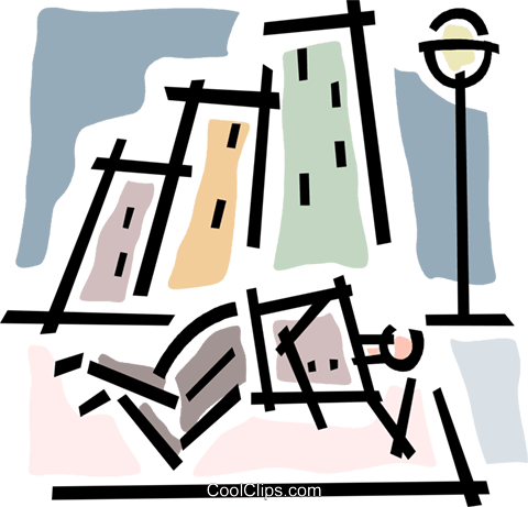 Homeless Person On The Street Royalty Free Vector Clip - Homeless Clipart (480x461)