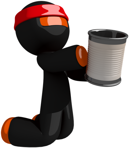 Orange Man Ninja Warrior Begging - Stock Photography (496x550)