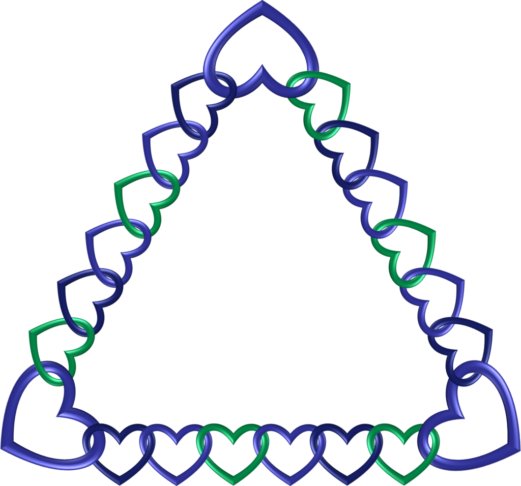 Blue Green Indigo Frame 11 Triangle Hearts By Happyare - Frame Triangele (1024x956)