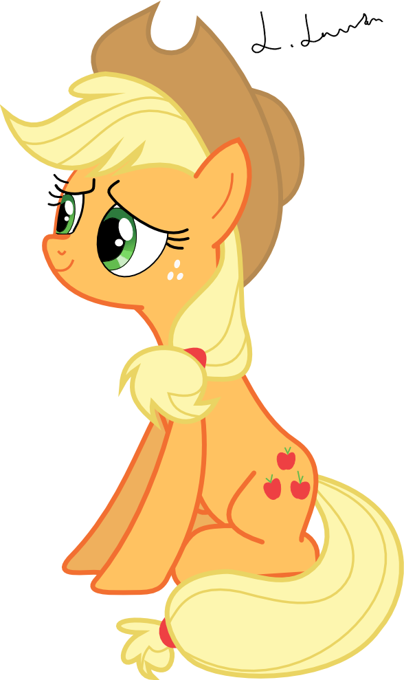 Applejack Looking Adorable By Und34d951 - Applejack Sitting (588x989)