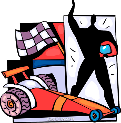 Race Car Driver With Checkered Flag Royalty Free Vector - Royalty-free (472x480)