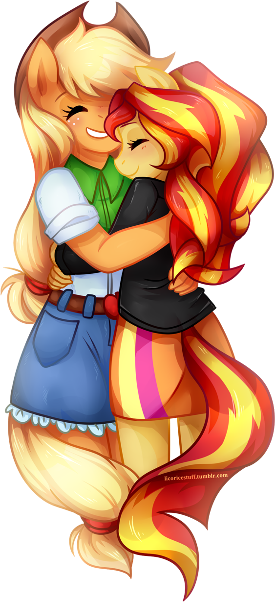 Com Sunset Shimmer Applejack Rainbow Dash Fluttershy - Apple Shimmer Mlp (853x1298)