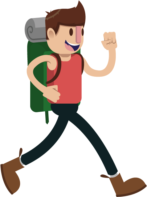 Learning Of New Skills - Backpacking Cartoon (531x669)