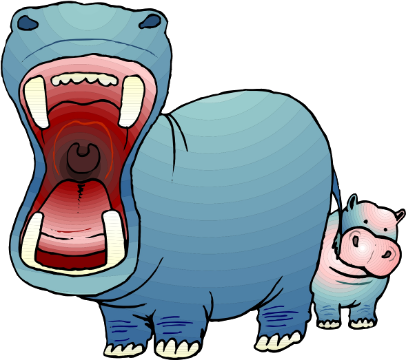 Baby Hippo Crying Clipart - Front On Hippo Cartoon (600x600)