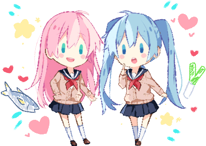 -chibi Commissions - - Miku X Luka Gif (450x350)