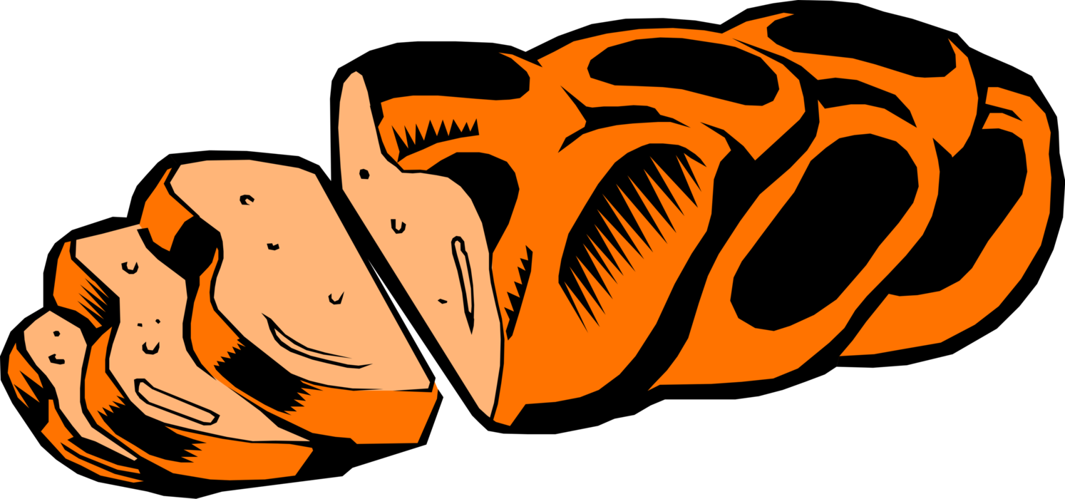 Vector Illustration Of Loaf Of Bread With Slices - Tomography (1494x700)