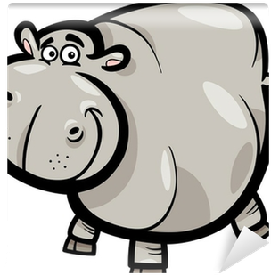 Hippo Or Hippopotamus Cartoon Character Wall Mural - H Para Niños (400x400)