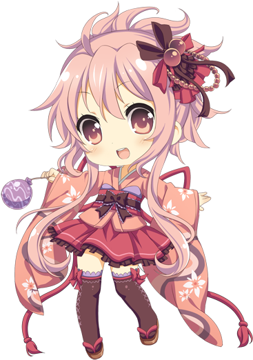 She Reminds Me Of An Anime Character I Created - Anime Girl Chibi Kimono (400x530)