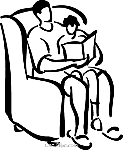 Parent Reading To Child Royalty Free Vector Clip Art - Clip Art (394x480)