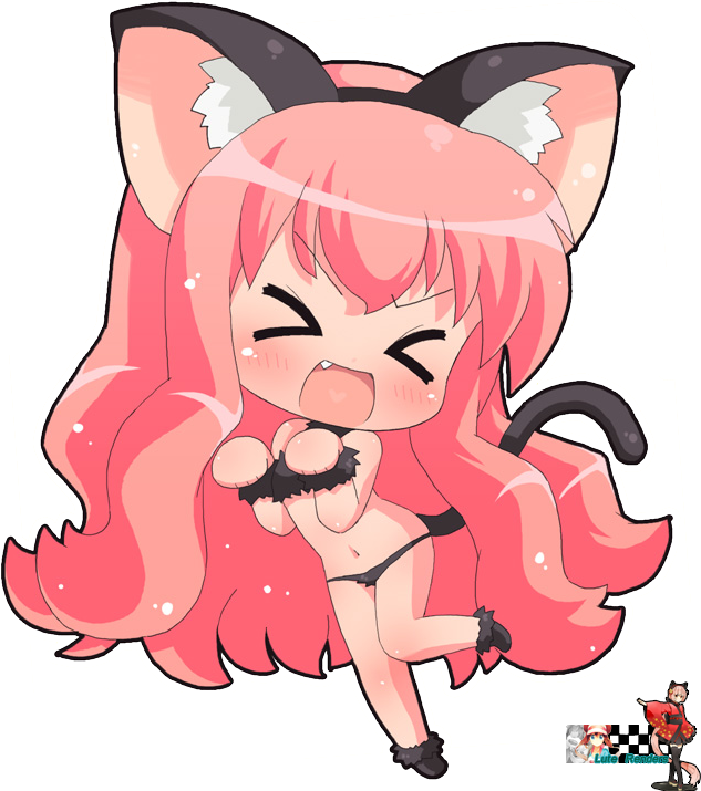 Http - //fc06 - Deviantart - Chibi Neko Render By Xluluchan-d5m55h4 - Anime Chibi Neko Render (670x730)