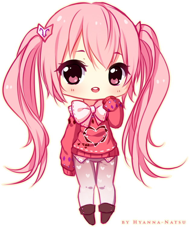 Anime Christmas Girl - Amime Chibi Pink Kawaii Eye (633x760)