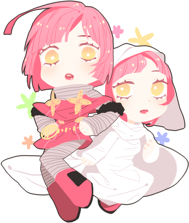"ahoge" "blush" "chibi" "dress" "flower" "nun" "pantyhose" - Spoiler (708x800)