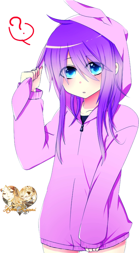 Anime Render Neko - Cute Anime Girl Wearing Hoodie (567x839)