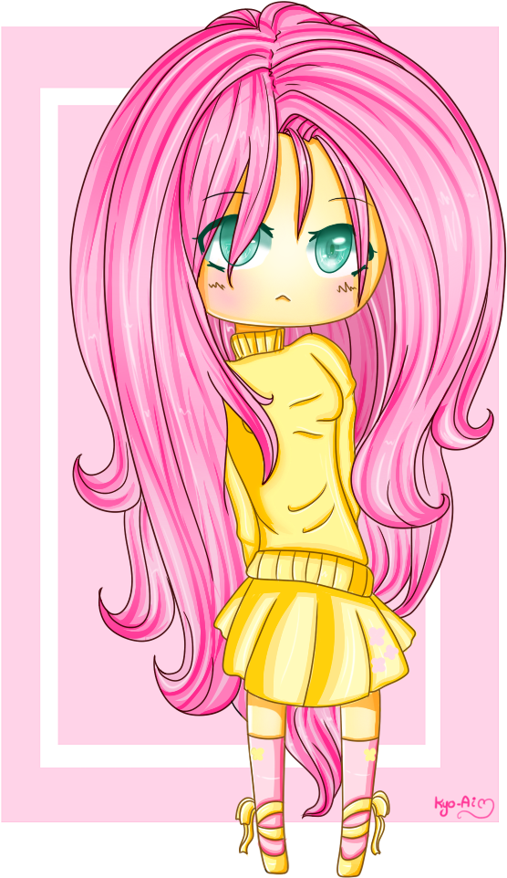 Kyou-shi, Chibi, Clothes, Fluttershy, Human, Humanized, - Cartoon (800x1000)