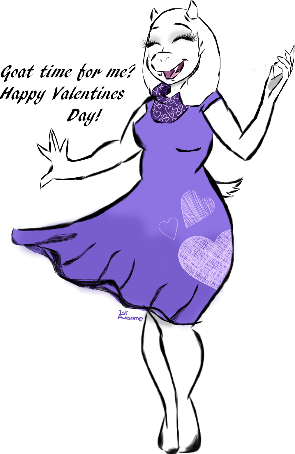 Toriel By 1stawesome Happy Valentines Day -toriel By - Valentine's Day (1130x1685)