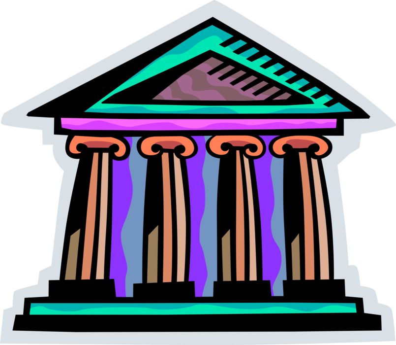 Vector Illustration Of Financial Institution Bank With - Illustration (805x700)