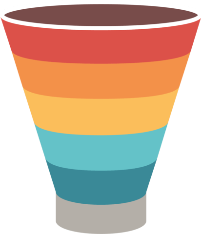 Split The Funnel Vertically Into Six Sections, And - Sales Funnel Blank (414x480)