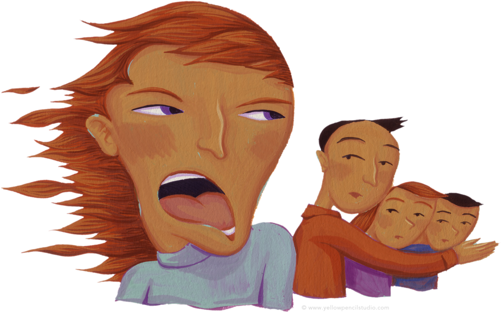 Burning Mad Mother Yellow Pencil Studio - Cartoon (1000x733)