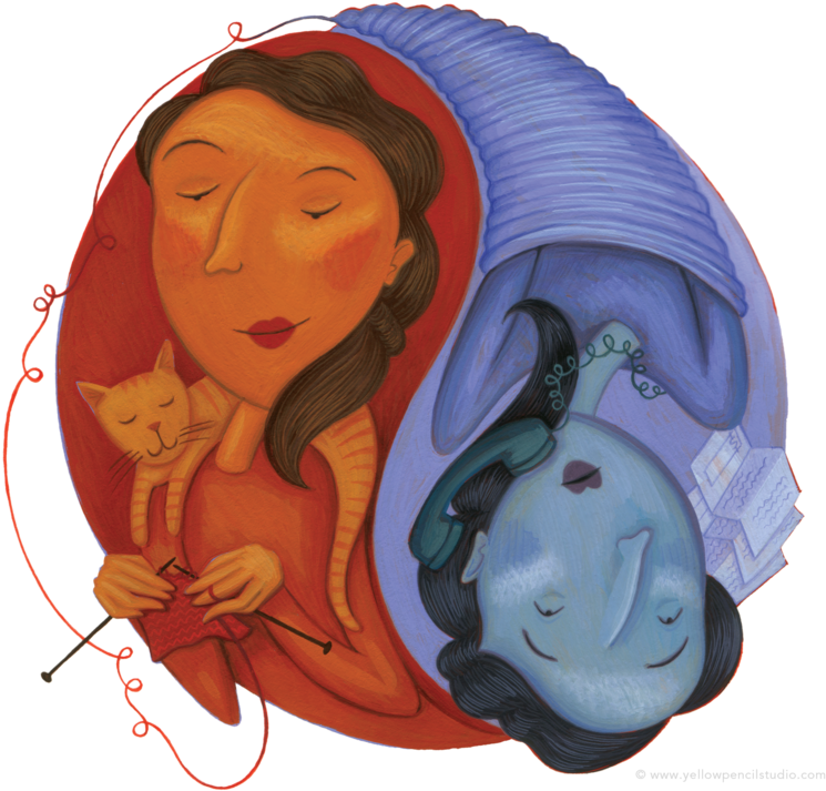 Yin Yang Stress Yellow Pencil Studio - Illustration (1000x733)