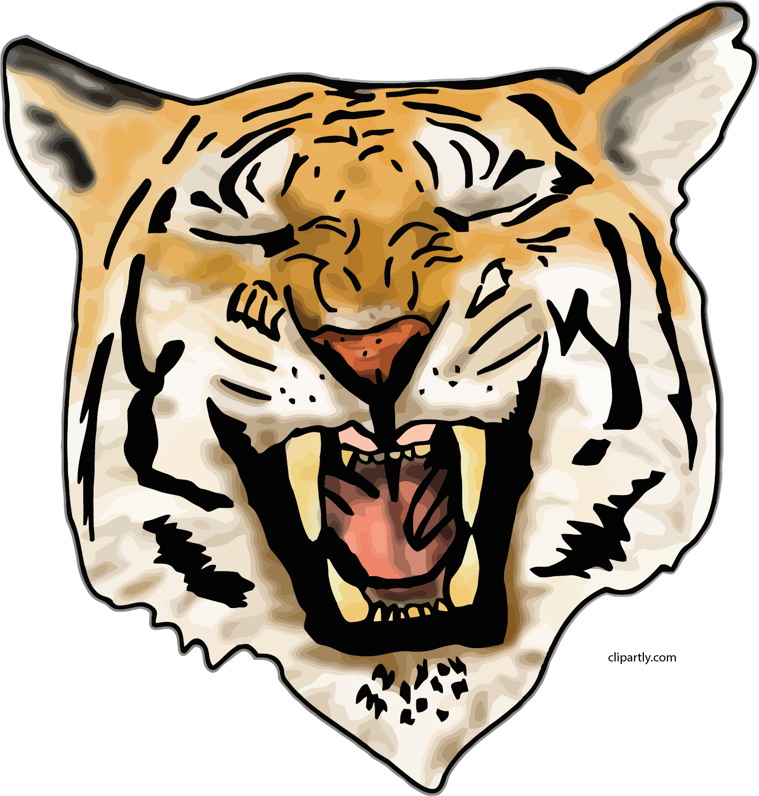 Laugh Tiger Face Clipart Png - ภาพ กราฟฟิก เสือ (1477x1550)