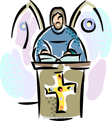 Minister Giving Sunday Mass Royalty Free Vector Clip - Religious Leaders Clip Art (444x480)