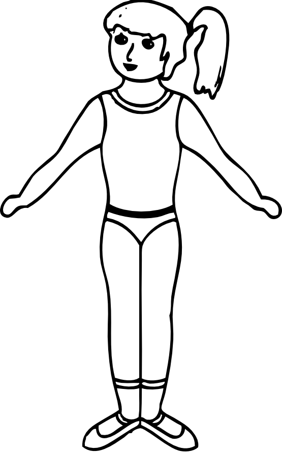 Ballet Girl Black White Line Art 555px - Niña Para Colorear Sencilla (555x891)
