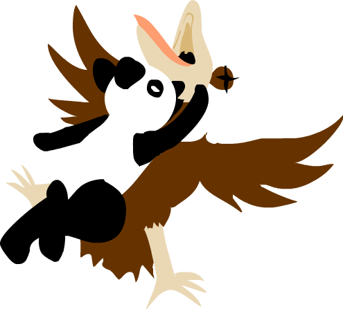 Panda Fighting A Pelican By Foxfall - Cartoon (495x447)