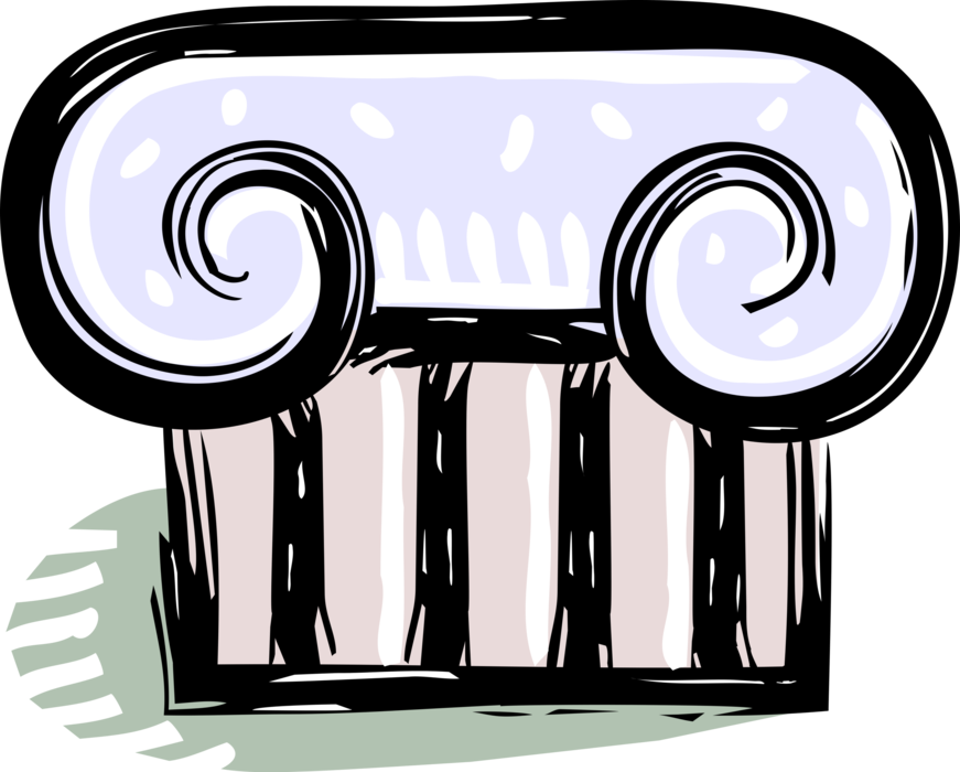 Vector Illustration Of Classic Greek Architecture Ionic - Vector Illustration Of Classic Greek Architecture Ionic (871x700)