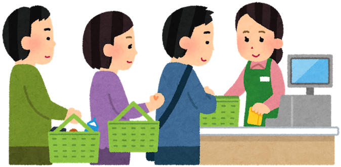 Learn To Read Japanese Signs At Supermarket - 列 に 並ぶ イラスト (700x386)