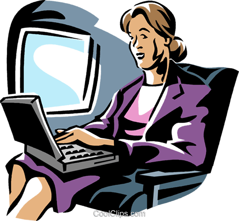 Woman Working On A Laptop Computer Royalty Free Vector - Woman Working On A Laptop Computer Royalty Free Vector (480x444)