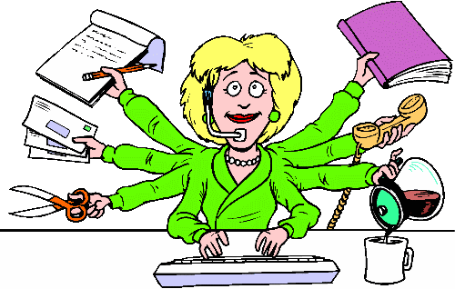 Busy Secretary Clipart - Secretary Clip Art (500x318)