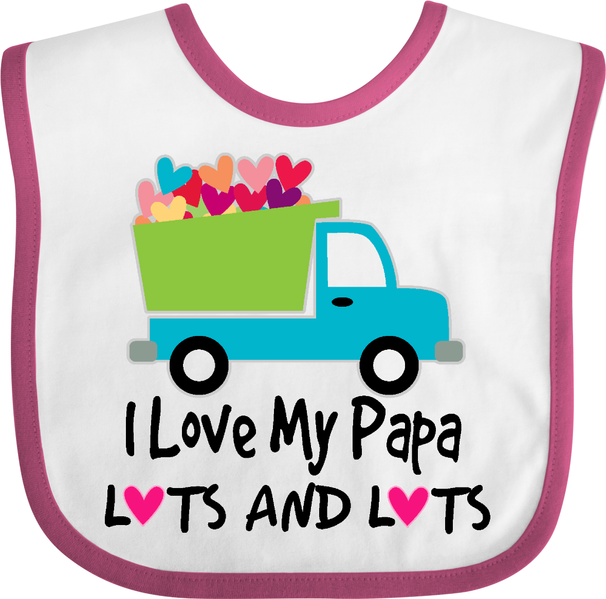I Love My Papa Grandchild Baby Bib White And Raspberry - Inktastic Love My Daddy Lots And Lots Baby Bib Babys (1200x1200)