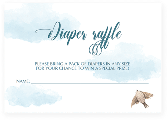 Cloud Baby Shower Printable Diaper Raffle Card By Littlesizzle - Sketch Pad (819x1024)