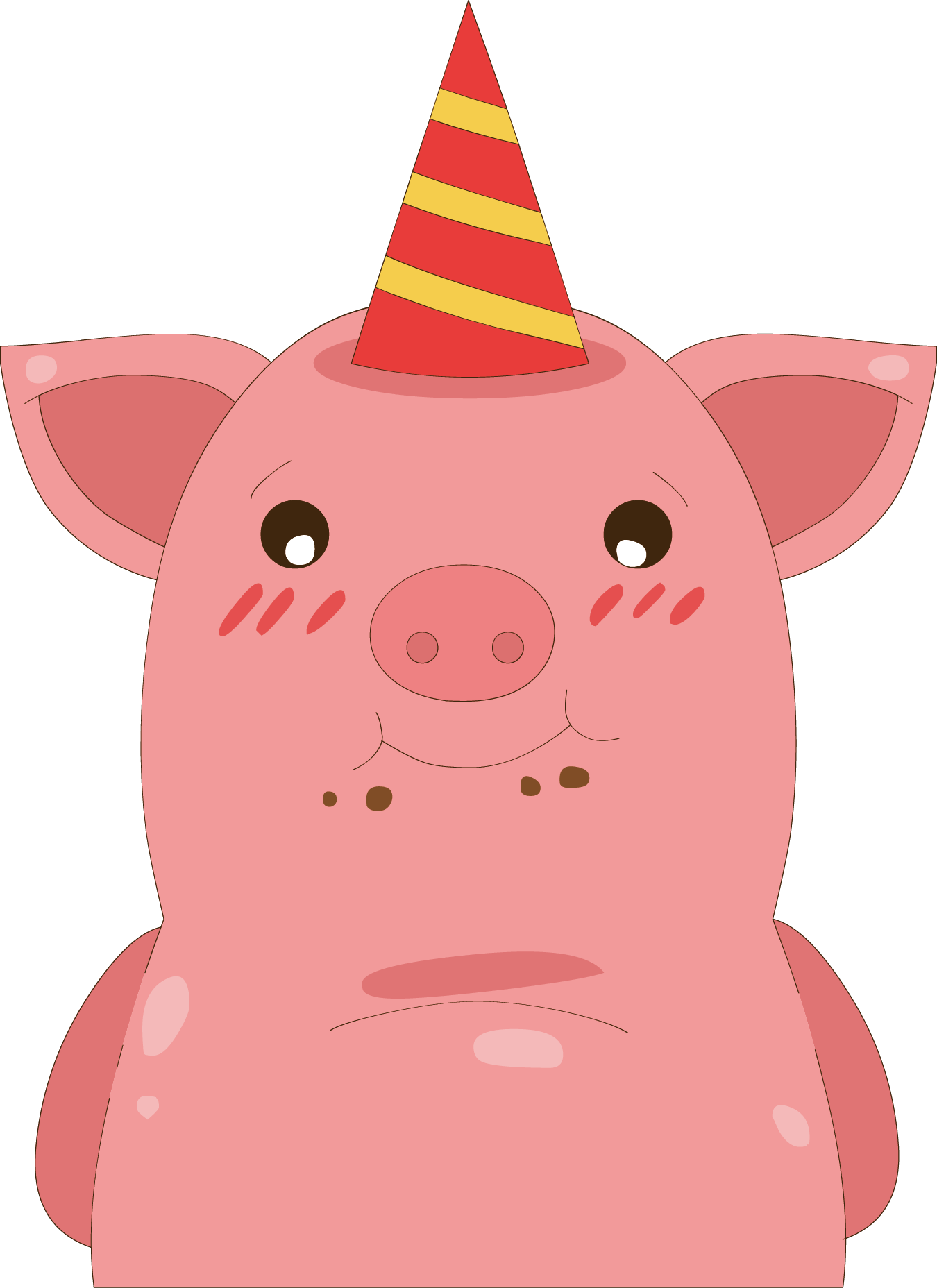Domestic Pig Party Hat Snout Cartoon Illustration - Pig (1350x1856)