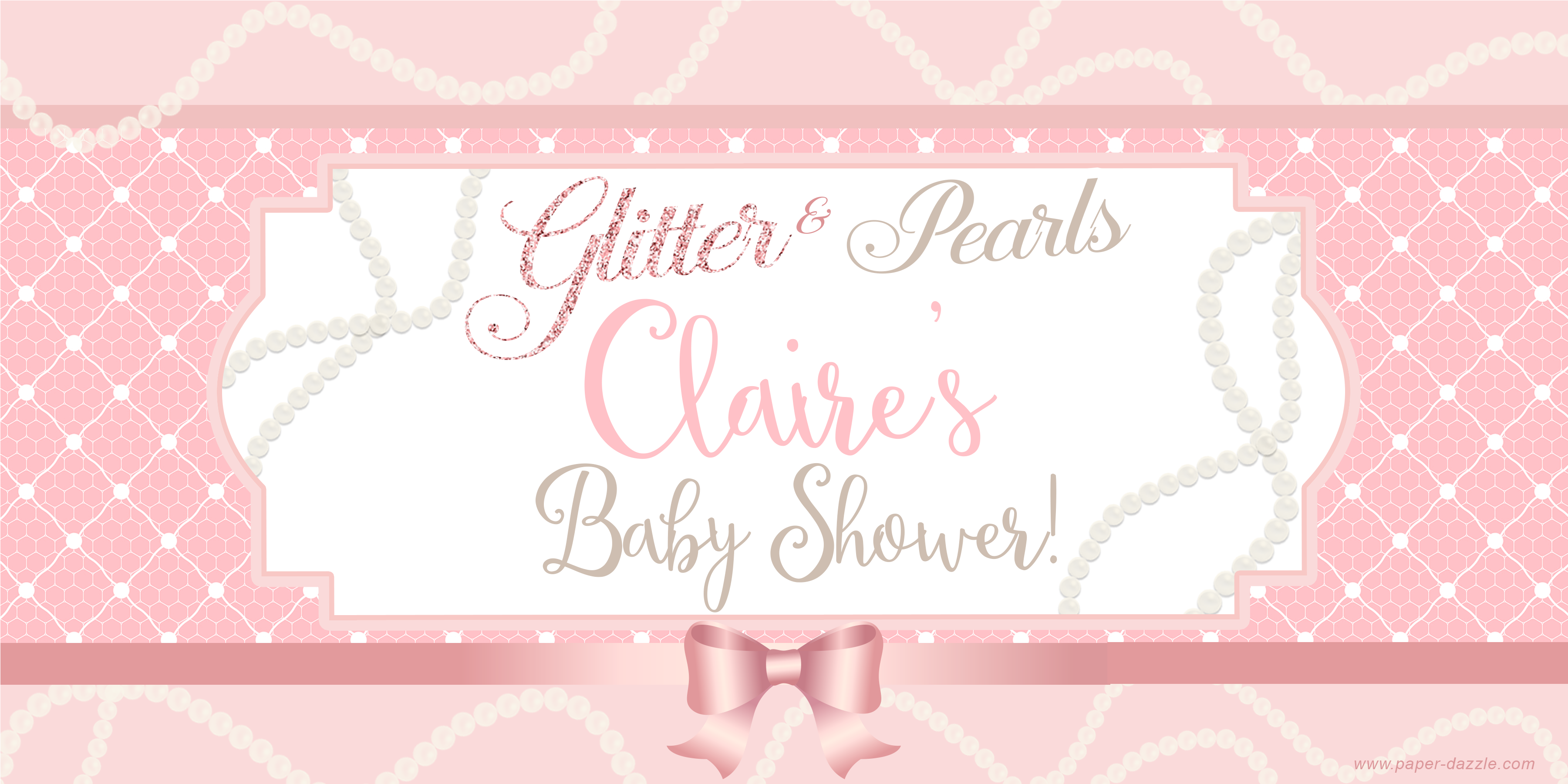 Glitter Pearls Baby Shower Banner For Onesie Shower - Bridal Shower (3600x3600)