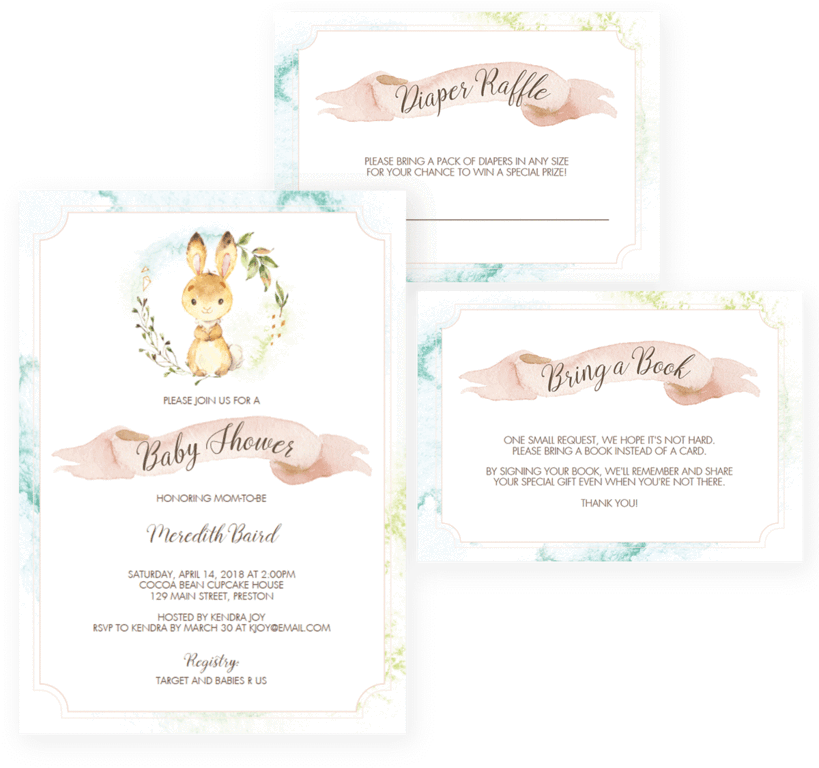 Bunny Rabbit Baby Shower Invitation Set By Littlesizzle - Baby Shower (819x1024)
